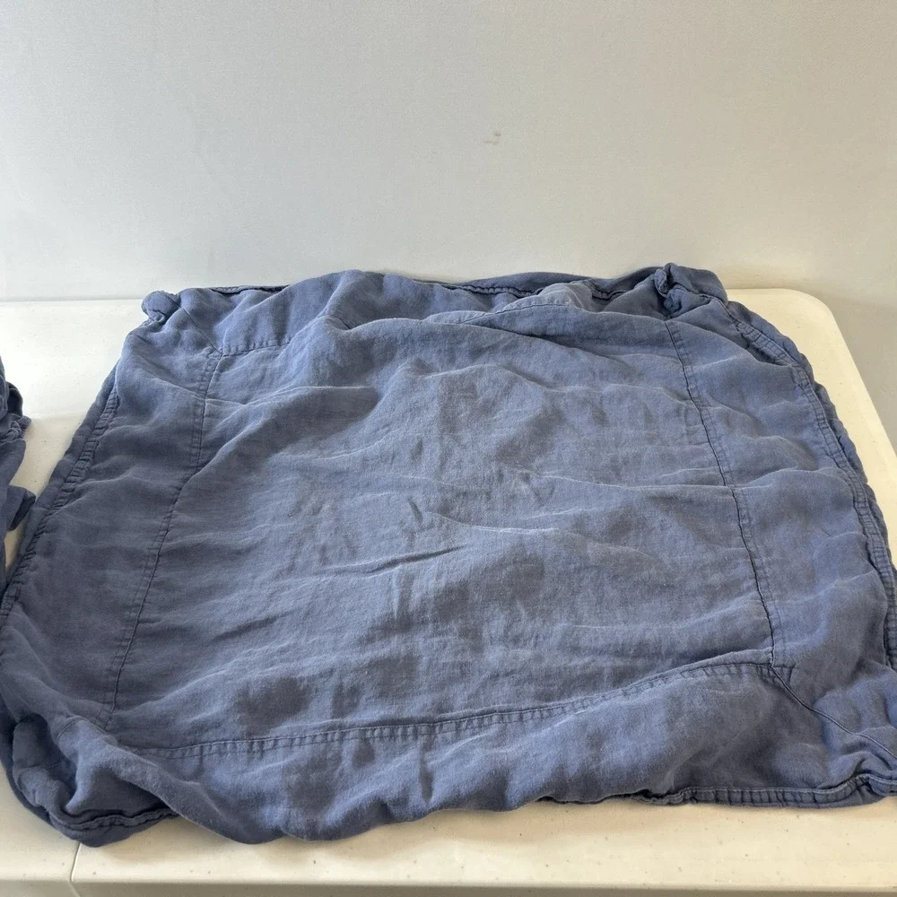 Serena & Lily Full/Queen Duvet Solid Blue 100% Linen 1 euro sham **READ‎